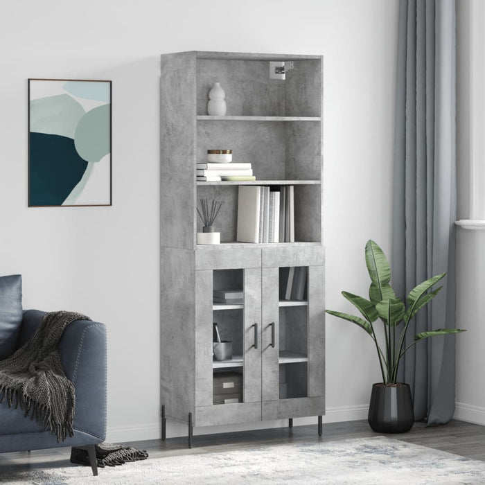 Dulap înalt, gri beton, 69,5x34x180, lemn compozit - WALTI WALTI