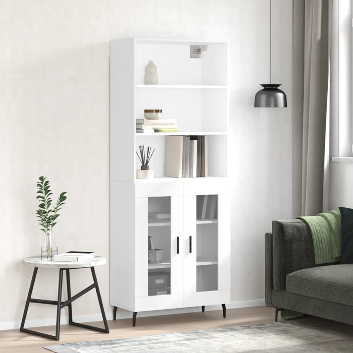 Dulap înalt, alb extralucios, 69,5x34x180 cm, lemn compozit WALTI