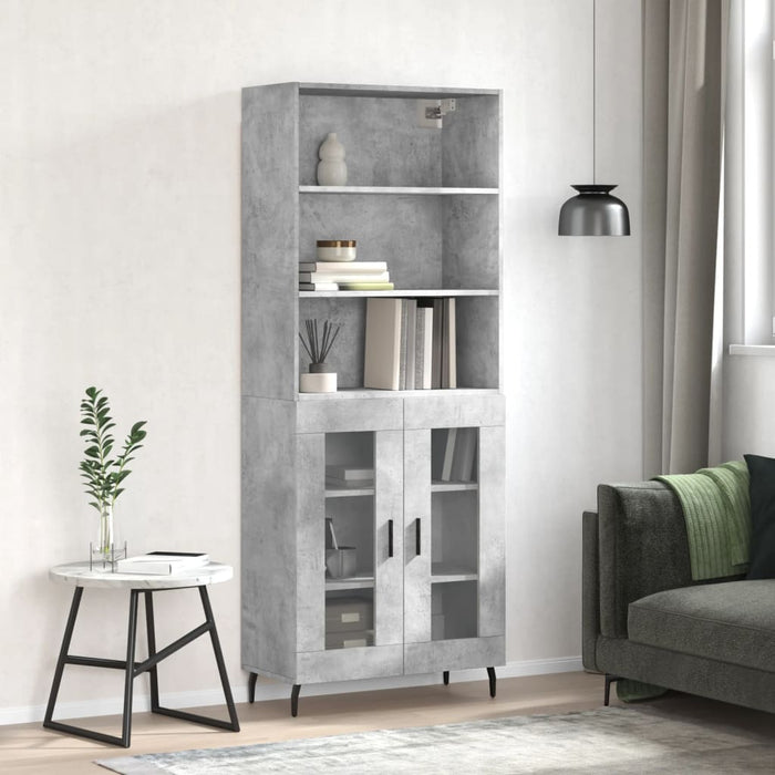 Dulap înalt, gri beton, 69,5x34x180, lemn compozit WALTI