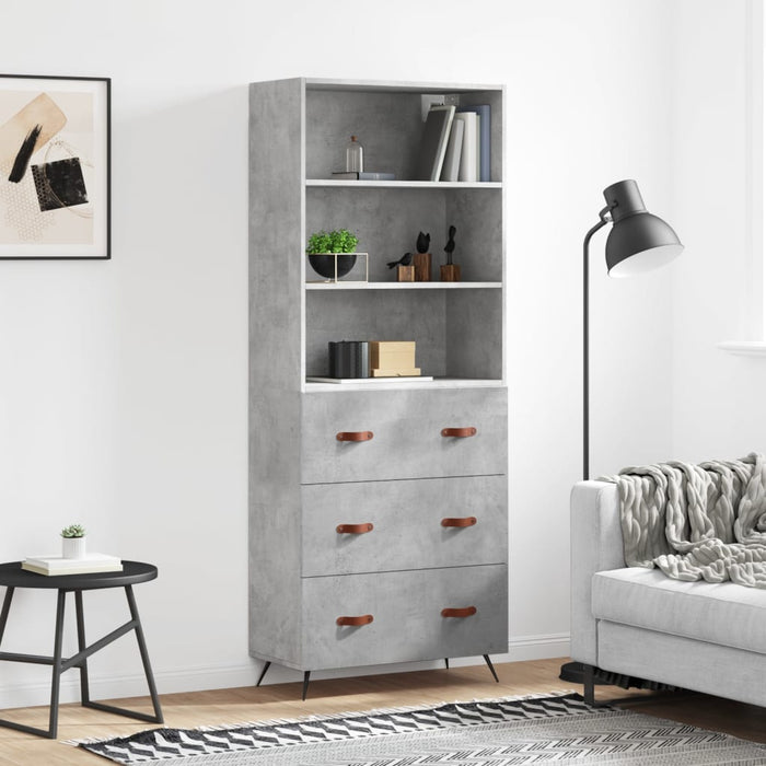 Dulap înalt, gri beton, 69,5x34x180, lemn compozit WALTI