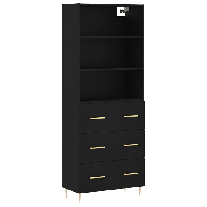 Dulap înalt, negru, 69,5x34x180 cm, lemn compozit WALTI