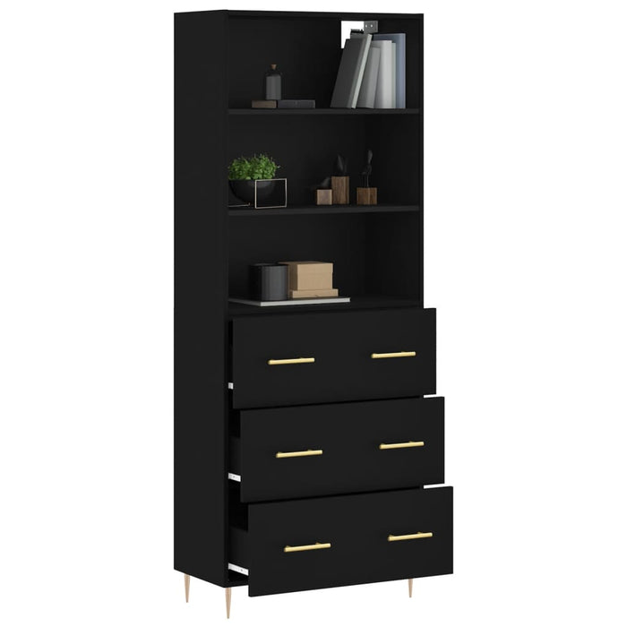 Dulap înalt, negru, 69,5x34x180 cm, lemn compozit WALTI