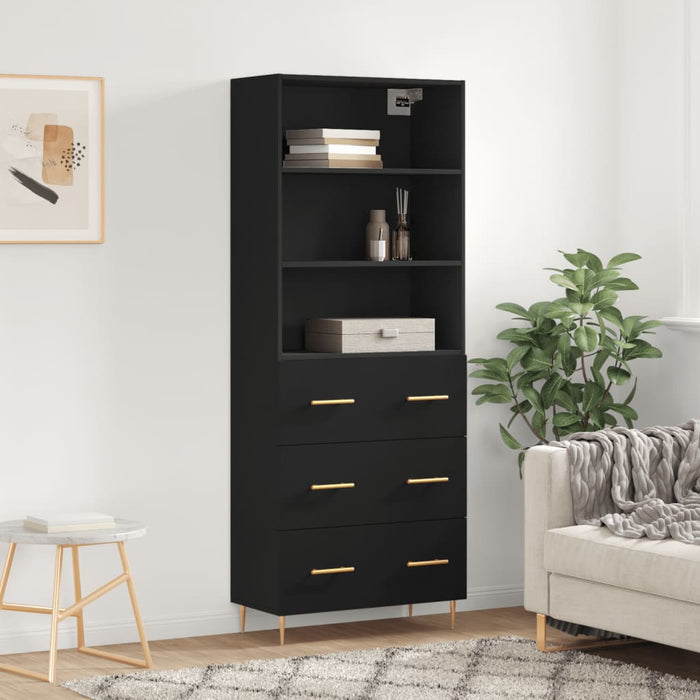 Dulap înalt, negru, 69,5x34x180 cm, lemn compozit WALTI