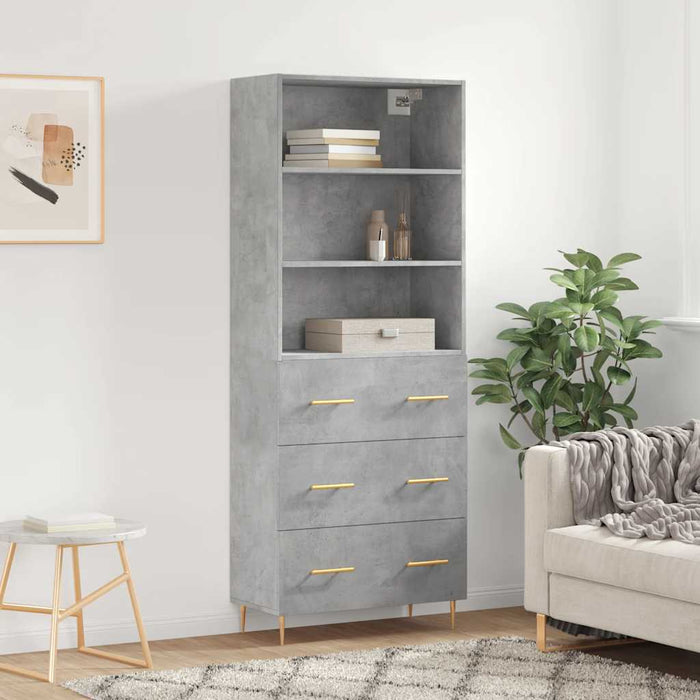 Dulap înalt, gri beton, 69,5x34x180, lemn compozit - WALTI WALTI