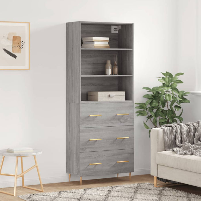 Dulap înalt, gri sonoma, 69,5x34x180 cm, lemn compozit WALTI