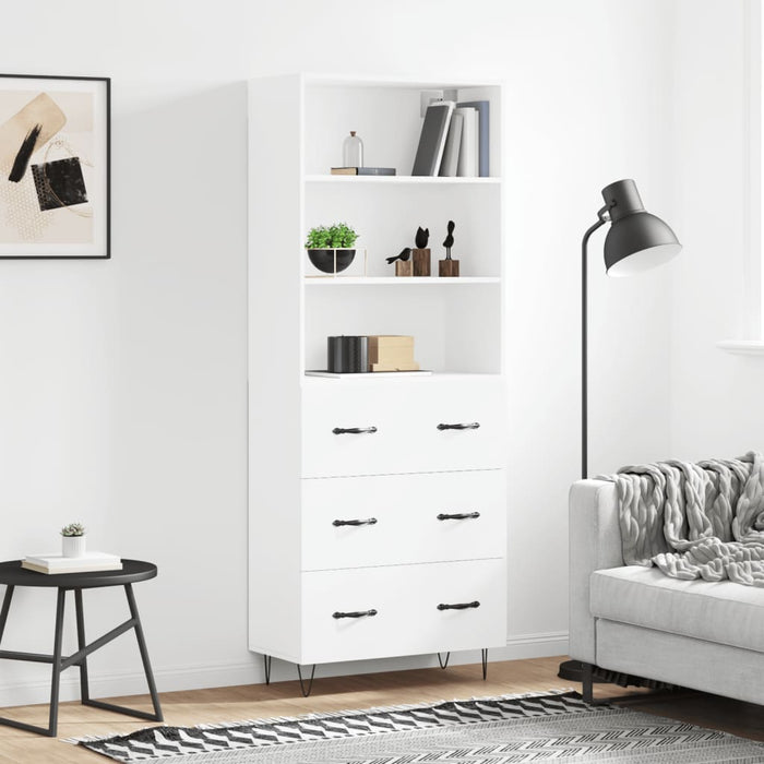 Dulap înalt, alb, 69,5x34x180 cm, lemn compozit WALTI