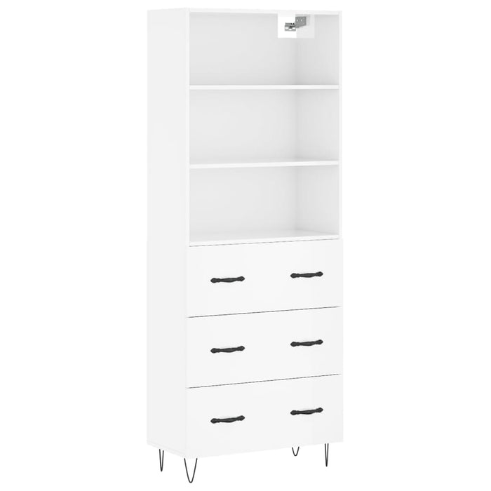 Dulap înalt, alb extralucios, 69,5x34x180 cm, lemn compozit WALTI