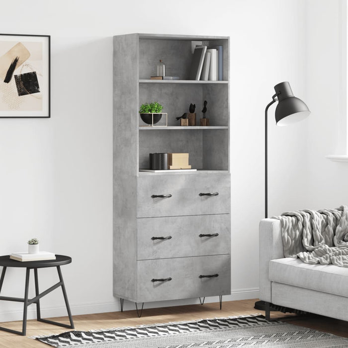 Dulap înalt, gri beton, 69,5x34x180, lemn compozit WALTI