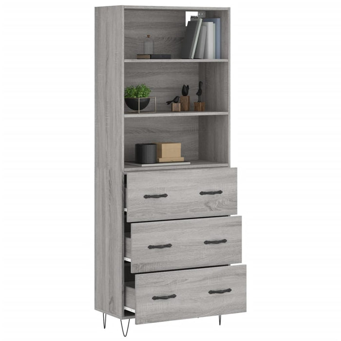 Dulap înalt, gri sonoma, 69,5x34x180 cm, lemn compozit WALTI