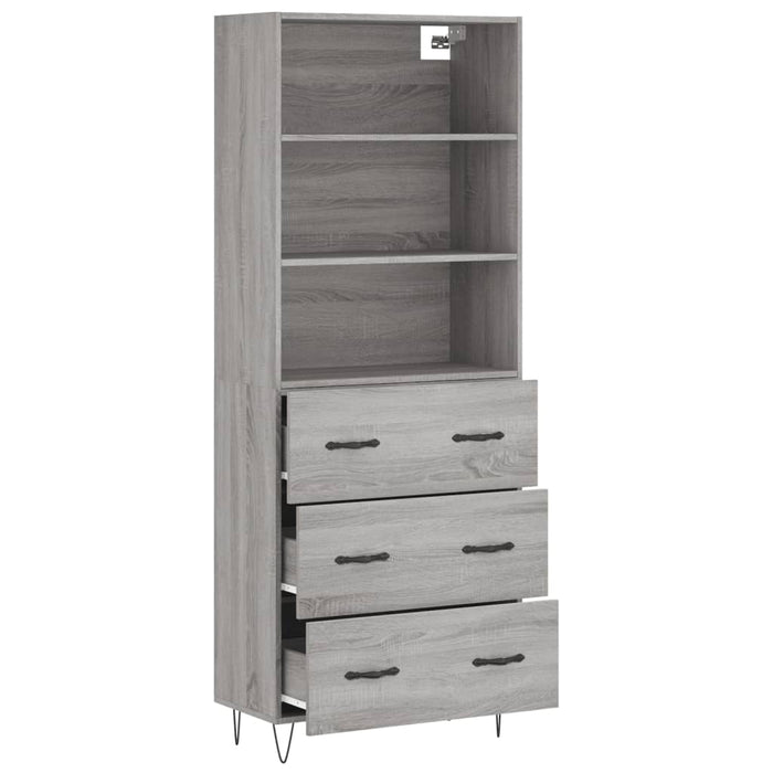 Dulap înalt, gri sonoma, 69,5x34x180 cm, lemn compozit WALTI
