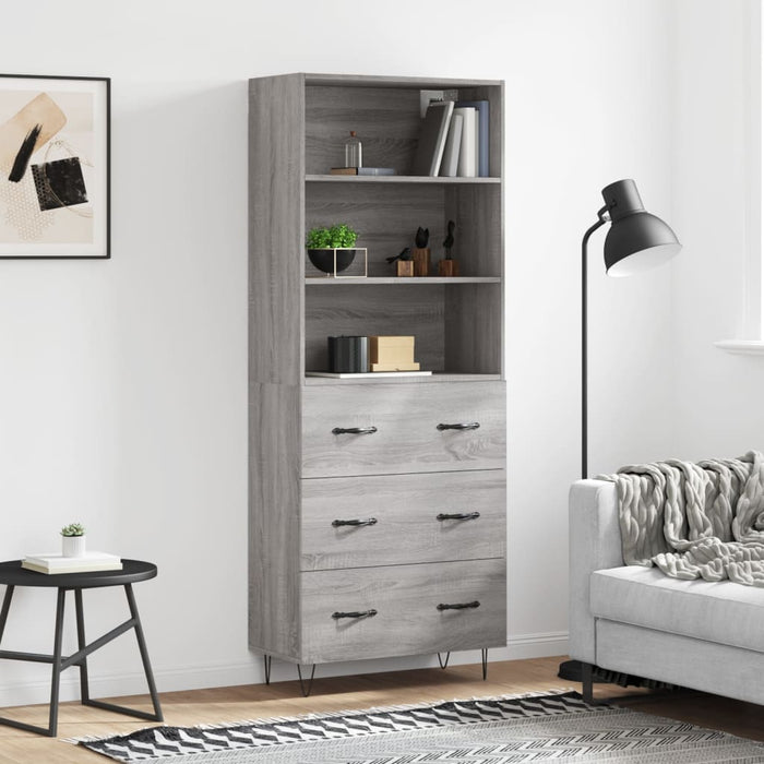 Dulap înalt, gri sonoma, 69,5x34x180 cm, lemn compozit WALTI