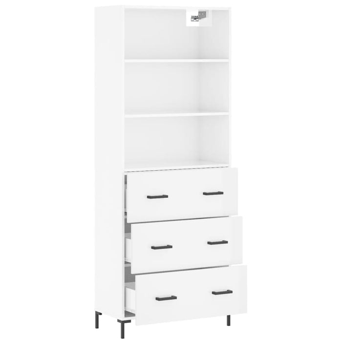 Dulap înalt, alb extralucios, 69,5x34x180 cm, lemn compozit WALTI
