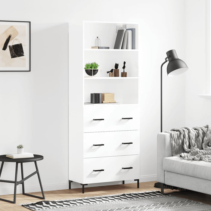 Dulap înalt, alb extralucios, 69,5x34x180 cm, lemn compozit WALTI