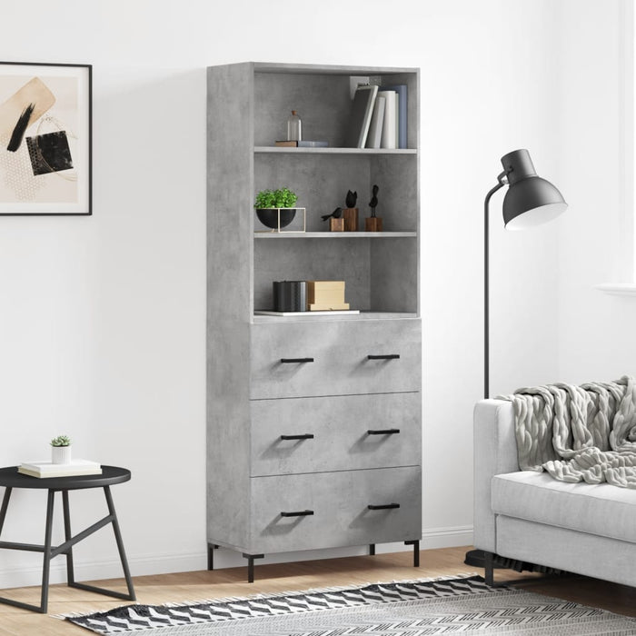 Dulap înalt, gri beton, 69,5x34x180, lemn compozit - WALTI WALTI