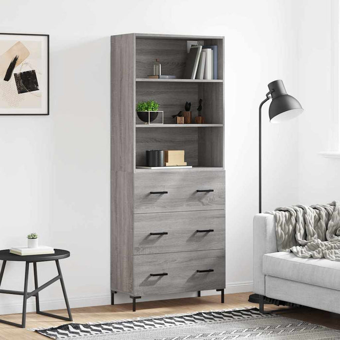 Dulap înalt, gri sonoma, 69,5x34x180 cm, lemn compozit - WALTI WALTI