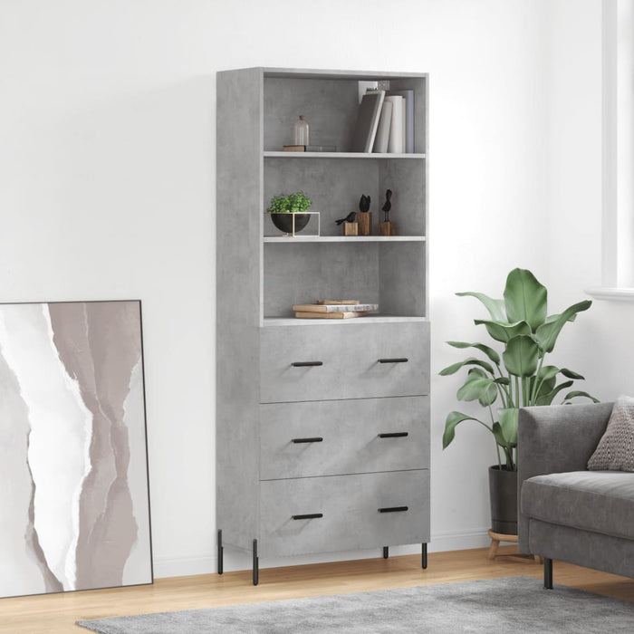 Dulap înalt, gri beton, 69,5x34x180, lemn compozit - WALTI WALTI