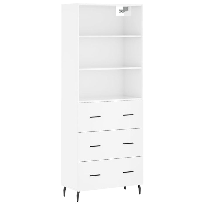 Dulap înalt, alb extralucios, 69,5x34x180 cm, lemn compozit WALTI