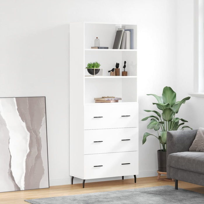 Dulap înalt, alb extralucios, 69,5x34x180 cm, lemn compozit WALTI