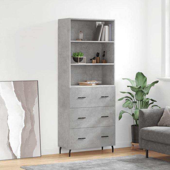 Dulap înalt, gri beton, 69,5x34x180, lemn compozit - WALTI WALTI