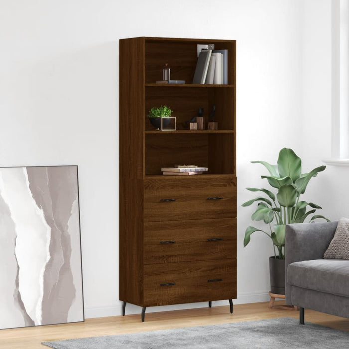 Dulap înalt, stejar maro, 69,5x34x180 cm, lemn compozit WALTI