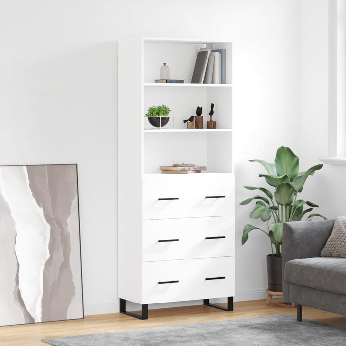 Dulap înalt, alb extralucios, 69,5x34x180 cm, lemn compozit WALTI
