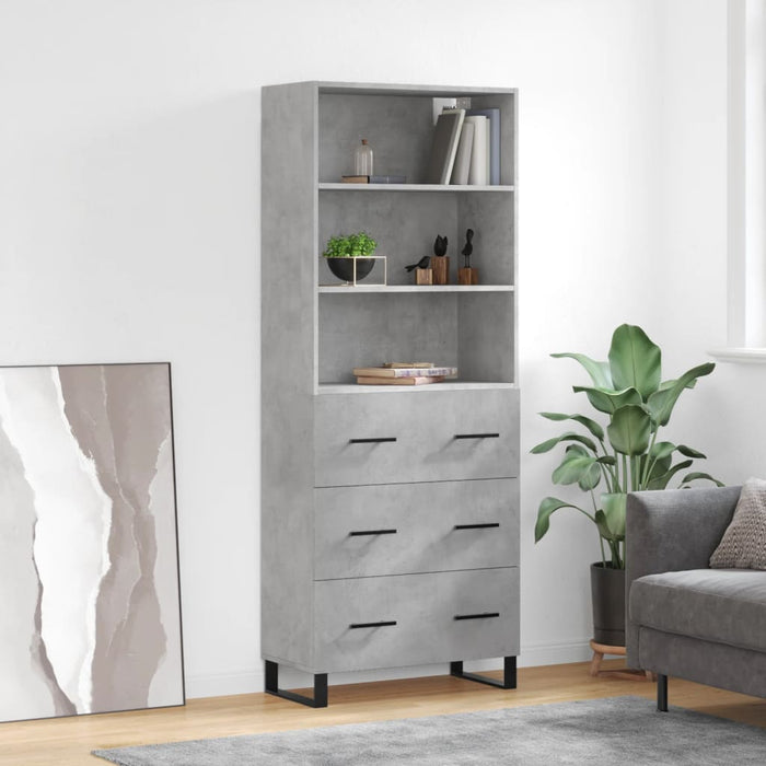 Dulap înalt, gri beton, 69,5x34x180, lemn compozit - WALTI WALTI