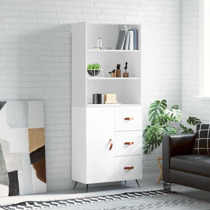 Dulap înalt, alb extralucios, 69,5x34x180 cm, lemn compozit WALTI