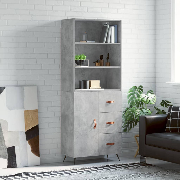 Dulap înalt, gri beton, 69,5x34x180, lemn compozit - WALTI WALTI