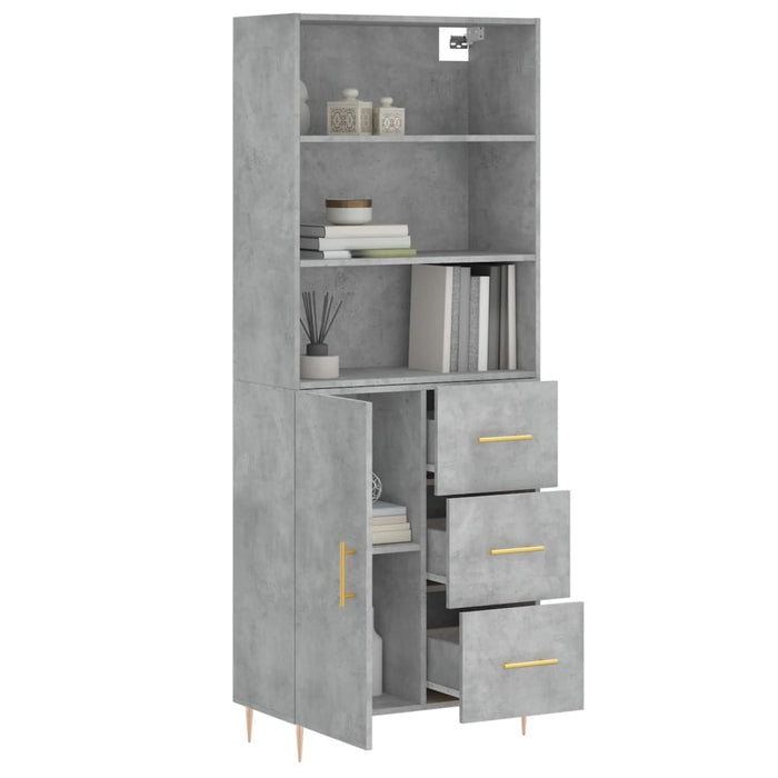 Dulap înalt, gri beton, 69,5x34x180, lemn compozit WALTI