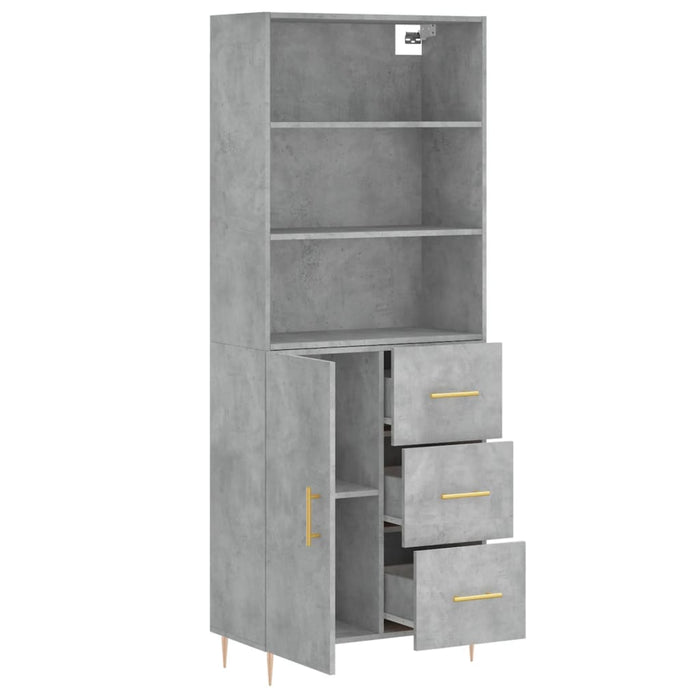 Dulap înalt, gri beton, 69,5x34x180, lemn compozit WALTI