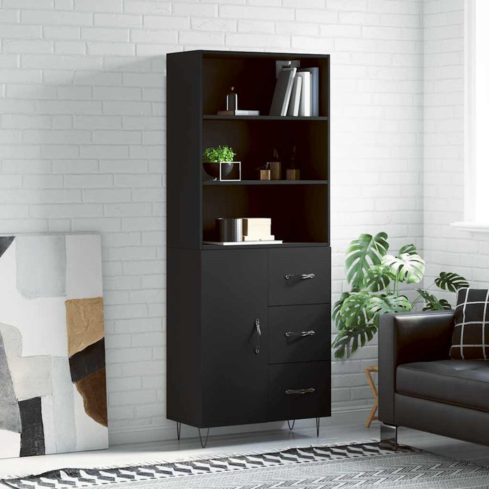 Dulap înalt, negru, 69,5x34x180 cm, lemn compozit WALTI