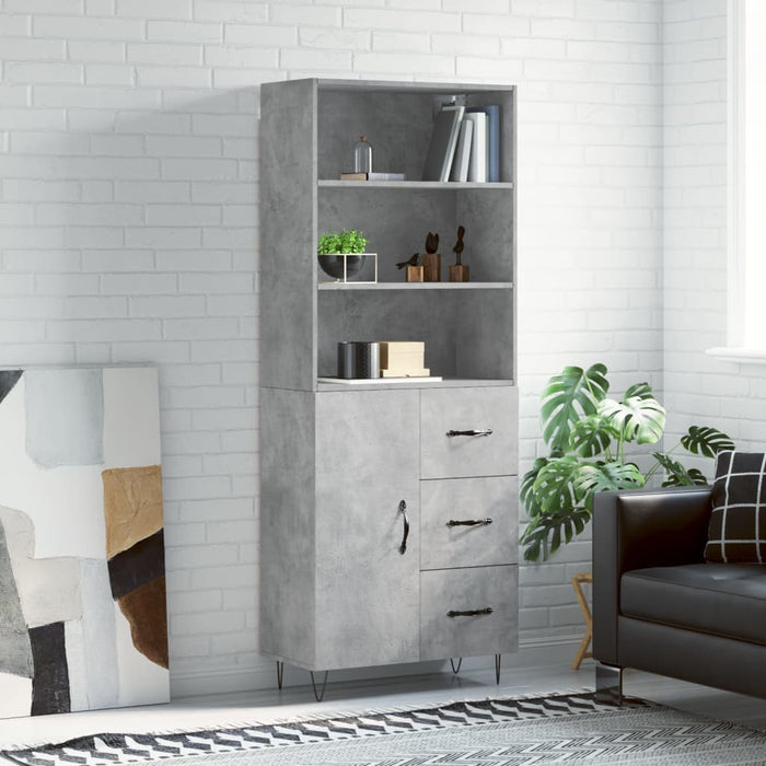 Dulap înalt, gri beton, 69,5x34x180, lemn compozit - WALTI WALTI