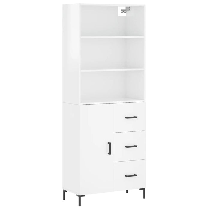Dulap înalt, alb extralucios, 69,5x34x180 cm, lemn compozit WALTI
