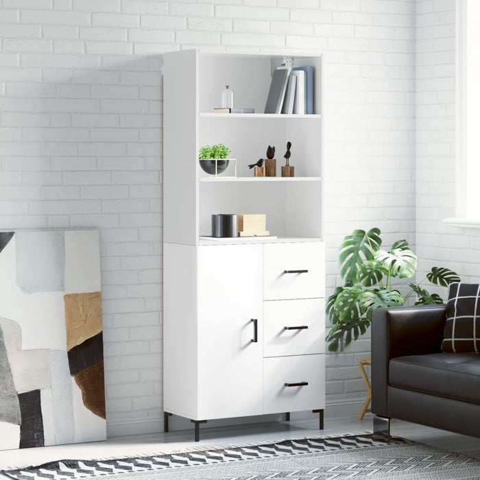 Dulap înalt, alb extralucios, 69,5x34x180 cm, lemn compozit WALTI
