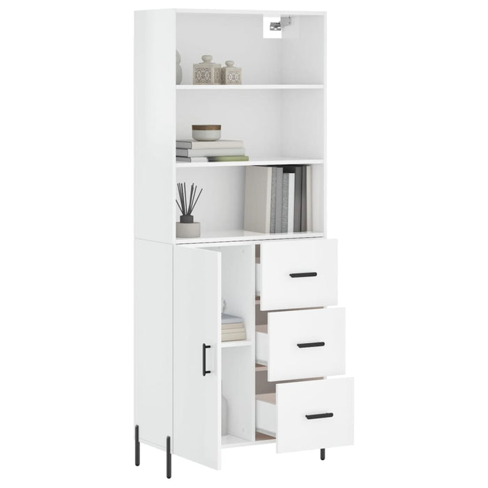 Dulap înalt, alb extralucios, 69,5x34x180 cm, lemn compozit WALTI