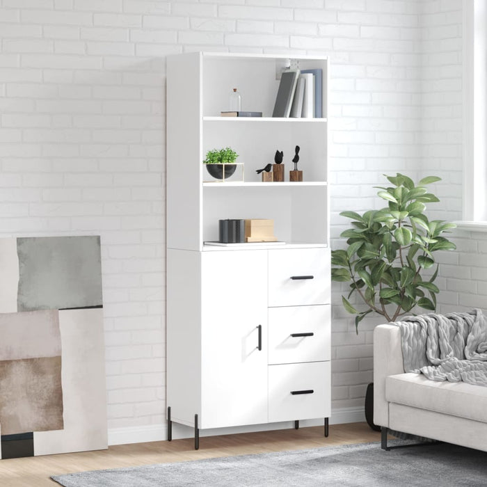 Dulap înalt, alb extralucios, 69,5x34x180 cm, lemn compozit WALTI