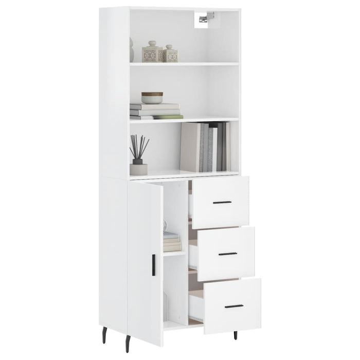 Dulap înalt, alb extralucios, 69,5x34x180 cm, lemn compozit WALTI