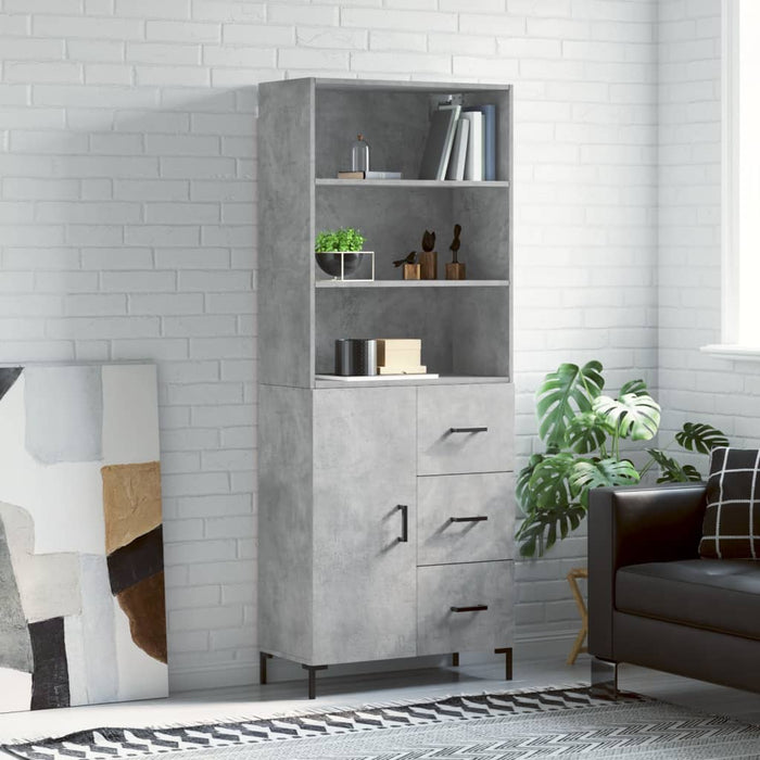 Dulap înalt, gri beton, 69,5x34x180, lemn compozit WALTI