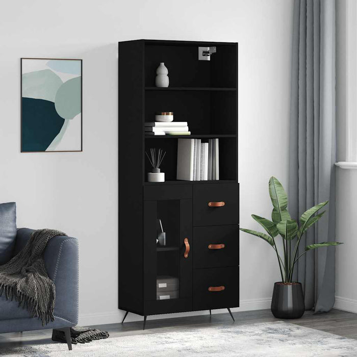 Dulap înalt, negru, 69,5x34x180 cm, lemn compozit WALTI