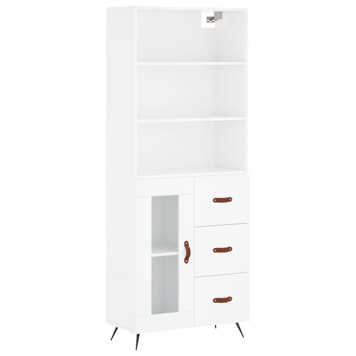Dulap înalt, alb extralucios, 69,5x34x180 cm, lemn compozit WALTI
