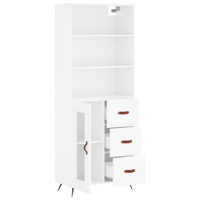 Dulap înalt, alb extralucios, 69,5x34x180 cm, lemn compozit WALTI