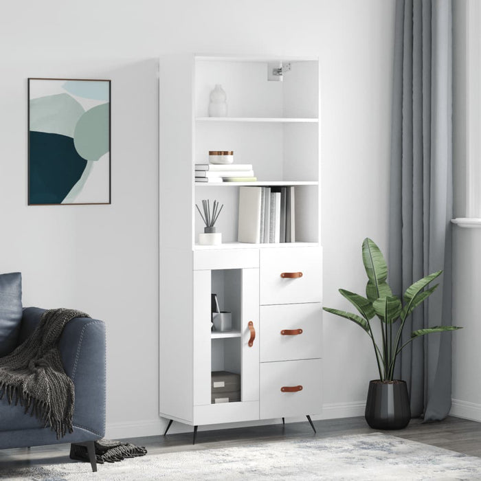 Dulap înalt, alb extralucios, 69,5x34x180 cm, lemn compozit WALTI