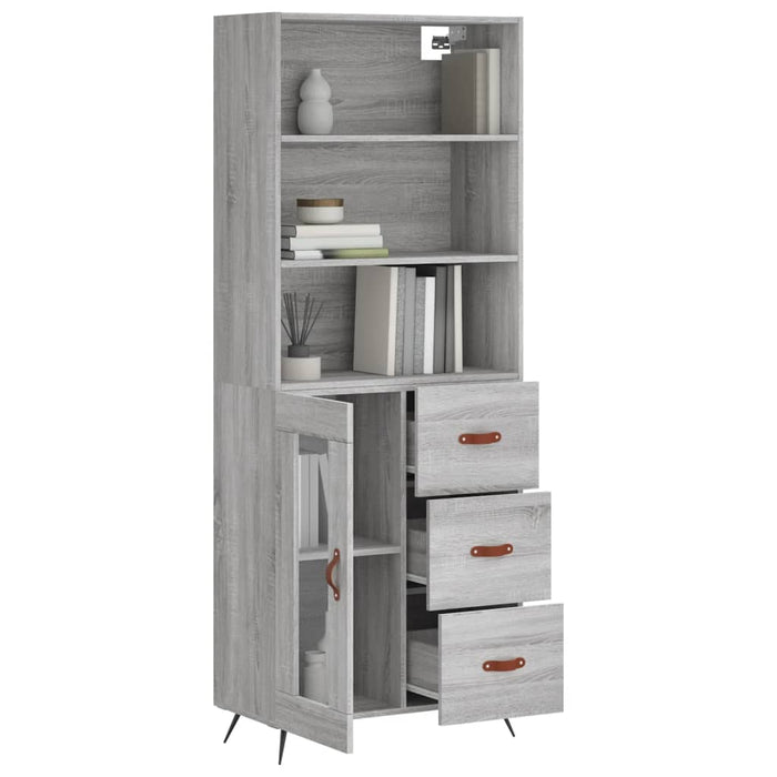 Dulap înalt, gri sonoma, 69,5x34x180 cm, lemn compozit WALTI