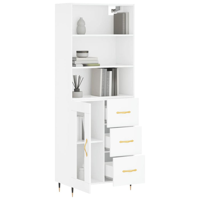 Dulap înalt, alb extralucios, 69,5x34x180 cm, lemn compozit WALTI