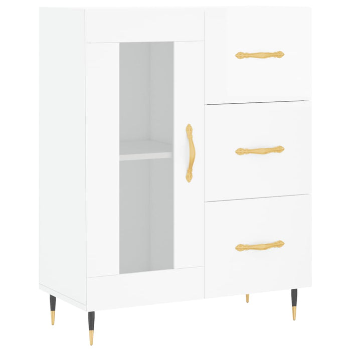 Dulap înalt, alb extralucios, 69,5x34x180 cm, lemn compozit WALTI