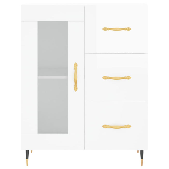 Dulap înalt, alb extralucios, 69,5x34x180 cm, lemn compozit WALTI
