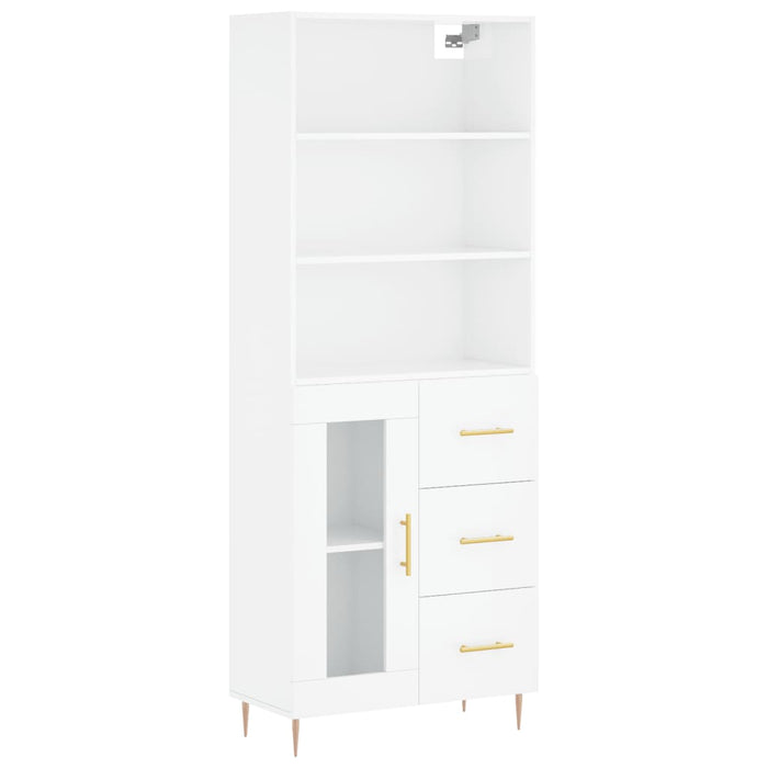 Dulap înalt, alb extralucios, 69,5x34x180 cm, lemn compozit WALTI