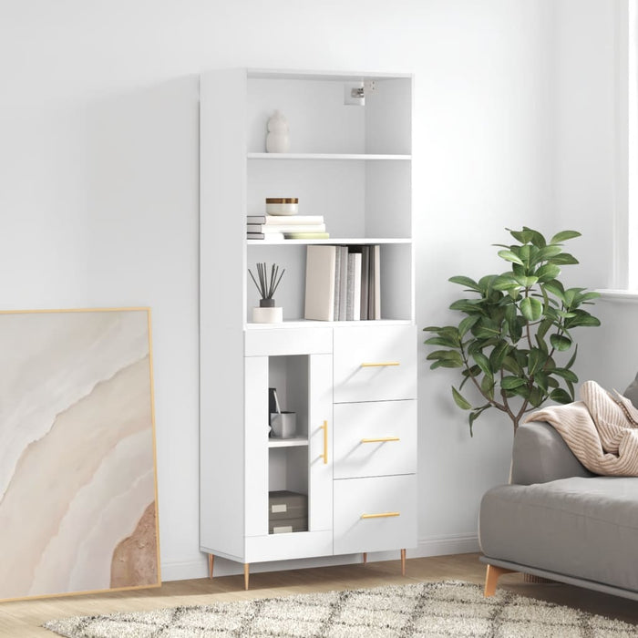 Dulap înalt, alb extralucios, 69,5x34x180 cm, lemn compozit WALTI