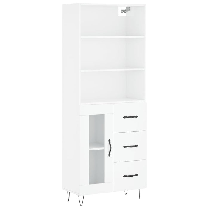 Dulap înalt, alb extralucios, 69,5x34x180 cm, lemn compozit WALTI
