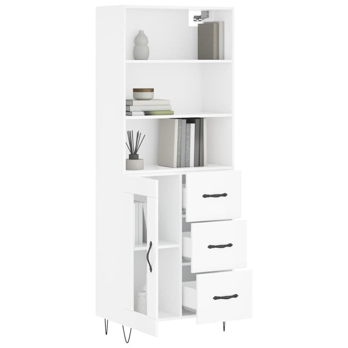 Dulap înalt, alb extralucios, 69,5x34x180 cm, lemn compozit WALTI